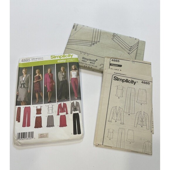 Simplicity 4885 Career Separates Camisole, Flounce Skirt, Pants, Blazer‎ Sz 6-12 - Picture 3 of 3